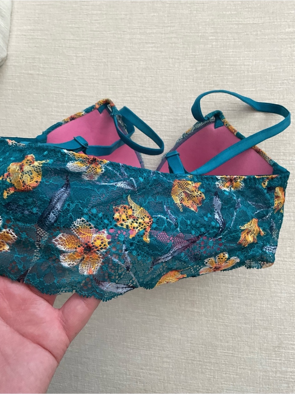 Teal Floral Lace Underwire Bra - Women Intimates & Sleepwear - Picture 4 of 5